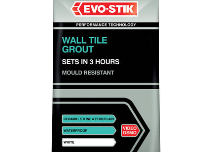 Evo-Stik Evo Stik Wall Tile Grout Mould Resistant White - 500g - Fast Setting - Suitable for Kitchens and Bathrooms - Ceramic - Stone & Porcelain