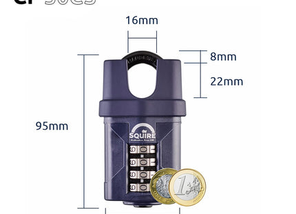 Squire Heavy Duty Padlock 4 Wheel Combination Padlock Alloy Steel for Corrosion Resistance Weatherproof Lock for Home, 50 mm CP50CS