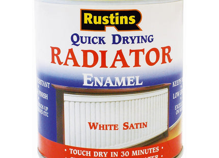 Rustins Quick Drying Radiator Enamel Satin 500ml - Durable, Long-Lasting Finish for Radiators That Stands the Test of Time