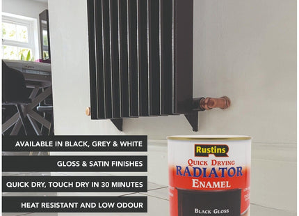Rustins Quick Drying Radiator Enamel Satin 500ml - Durable, Long-Lasting Finish for Radiators That Stands the Test of Time