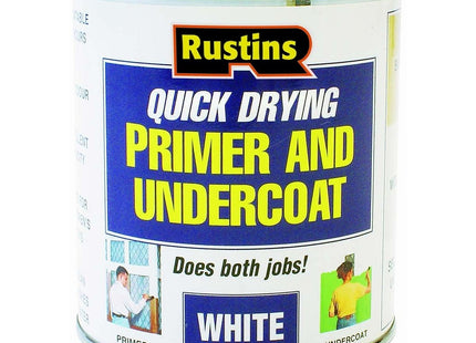 Rustins White Primer/Undercoat - Smooth Finish Prep Coat with Quick Drying Formula; Excellent Coverage for Walls, Trim & Wood 1 Litre