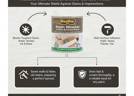 Rustins Stain Blocker & Multi-Surface Primer -Versatile All-Surface Primer for Blocking Stains and Sealing Porous Materials; and Wood 500ml