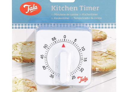 Tala Classic 1 Hour White Mechanical Timer, 60 Minute Adjustable Timer with Loud Ringer, Made using Bpa Free Plastic