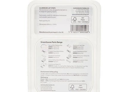 ALM Manufacturing Flat Aluminium Lap Strip, 40mm L x 12mm W GH005