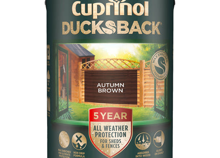 Cuprinol Ducksback Shed & Fence Paint - Autumn Brown - 5 Litre