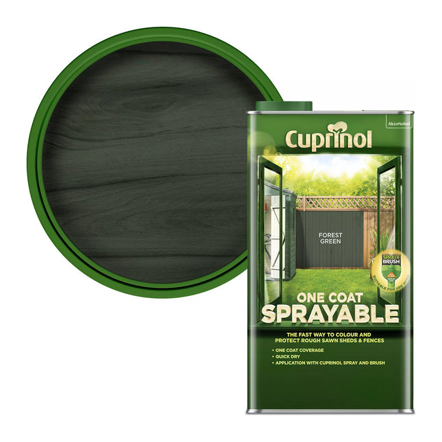 Cuprinol One Coat Sprayable Fence Treatment Forest Green 5 Litre