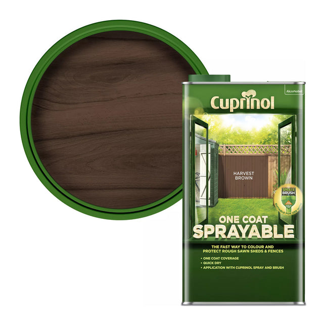 Cuprinol One Coat Sprayable Fence Treatment Harvest Brown 5 Litre