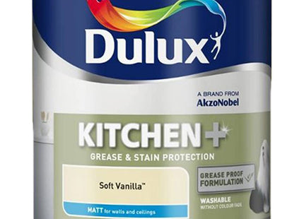 Dulux Kitchen Plus Matt Paint, 2.5 Litre - Soft Vanilla