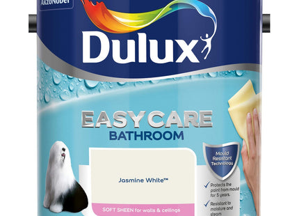 Dulux Easycare Bathroom Soft Sheen Emulsion Paint for Walls and Ceilings - Jasmine White 2.5 Litre