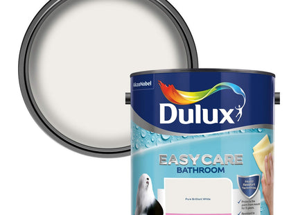 Dulux Easycare Bathroom Soft Sheen Emulsion Paint for Walls and Ceilings - Pure Brilliant White 2.5 Litre 500001