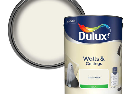 Dulux Silk Emulsion Paint For Walls And Ceilings - Jasmine White 5 Litre