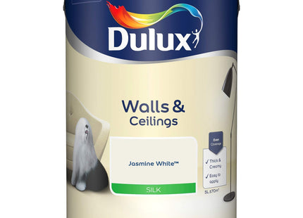 Dulux Silk Emulsion Paint For Walls And Ceilings - Jasmine White 5 Litre