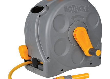 Hozelock 2-in-1 Compact Enclosed Hose Reel with 25 m Hose and Connectors