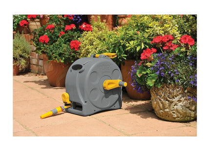 Hozelock 2-in-1 Compact Enclosed Hose Reel with 25 m Hose and Connectors