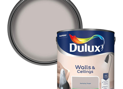 Dulux Silk Emulsion Paint For Walls And Ceilings - Perfectly Taupe 2.5 Litre