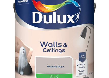 Dulux Silk Emulsion Paint For Walls And Ceilings - Perfectly Taupe 2.5 Litre