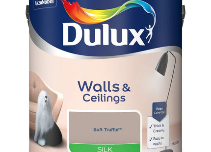 Dulux Silk Emulsion Paint For Walls And Ceilings - Soft Truffle 2.5 Litre
