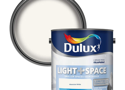 Dulux Light and Space Matt Emulsion Paint For Walls And Ceilings - Absolute White 2.5 Litre