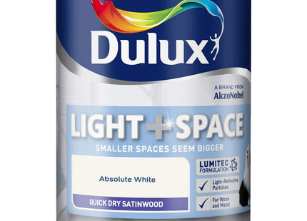 Dulux Light & Space Satinwood Paint For Wood And Metal - Absolute White 750ml