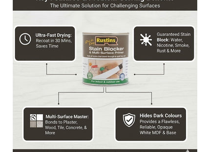 Rustins Stain Blocker & Multi-Surface Primer -Versatile All-Surface Primer for Blocking Stains and Sealing Porous Materials; and Wood 1 Litre