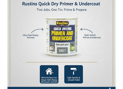 Rustins 500ml Quick Dry Primer Undercoat - Grey GYPU500
