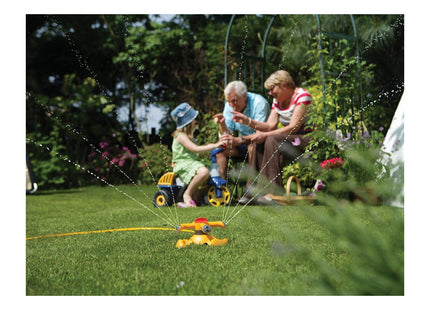 Hozelock Sprinkler Rotating Plus 254m2 - Spray Sprinkler on Sled for Medium Surfaces, 2 Spray Patterns 2520