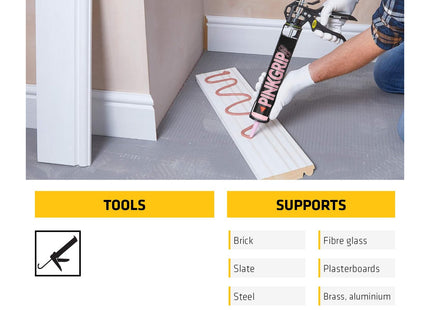 Everbuild Sika Pinkgrip Instant Grab Adhesive - Slump Resistant - External and Internal Use - 350ml, Pink