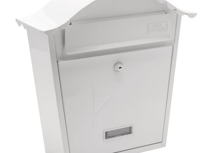Burg-Wachter Burg Wachter White Classic Wall Mounted Galvanised Steel Lockable Weatherproof Post Box - 36x37x13cm MB01