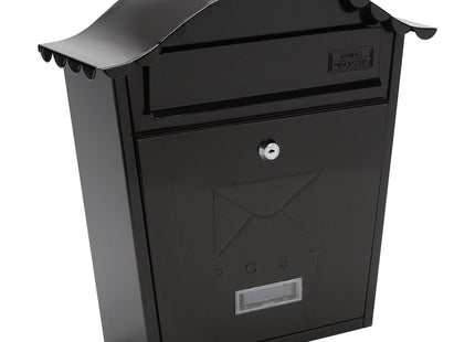 Burg-Wachter Burg Wachter Black Classic Wall Mounted Galvanised Steel Lockable Weatherproof Post Box - 36x37x13cm MB01BK