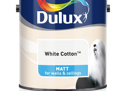 Dulux Matt Emulsion Paint For Walls And Ceilings - White Cotton 2.5 Litre