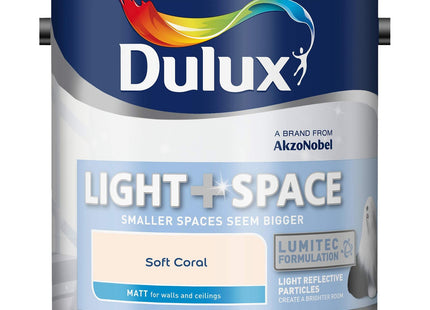 Dulux Light and Space Matt Emulsion Paint For Walls And Ceilings - Soft Coral 2.5 Litre