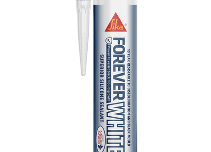 Everbuild Sika Forever White Anti-Mould Silicone Sealant - Permanently Waterproof - Suitable for Internal And External Use - White - 295ml