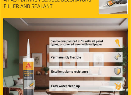 Everbuild SikaSeal One Hour Caulk (Previously Everflex 125), White, 300ml