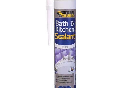 Everbuild Bath and Kitchen Acrylic Sealant - Anti Mould Formulation - White - 290ml cartridge