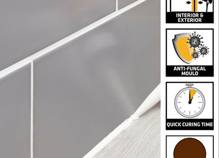Everbuild General Purpose Silicone Sealant - Waterproof - Suitable for Interior and Exterior Use - Brown - 280ml