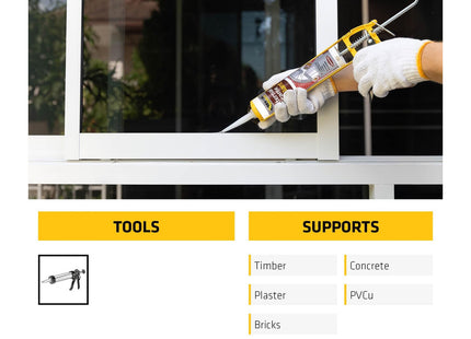Everbuild External Frame Sealant - Interior And Exterior Use - Permanently Flexible - Mould-Resistant - White - 290ml