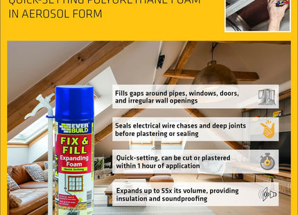 Everbuild Fix and Fill Quick Setting Expanding Foam, 500ml