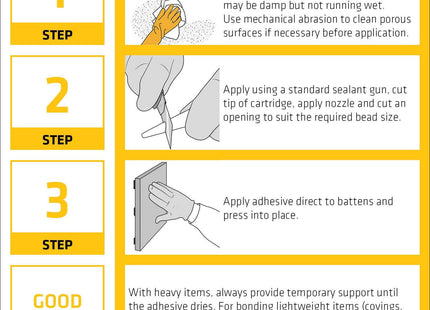 Everbuild Sika - Instant Nails - Extra Strong Solvent Free Glue Adhesive - Ideal For Internal Grab Adhesive Bonding Applications - White - 290ml