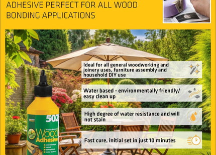 Everbuild 502 All Purpose Weatherproof Wood Adhesive - Suitable for typical Wood Bonding Applications - 250ml