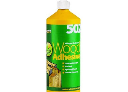 Everbuild 502 All Purpose Weatherproof Wood Adhesive - Suitable for typical Wood Bonding Applications - 1 Litre