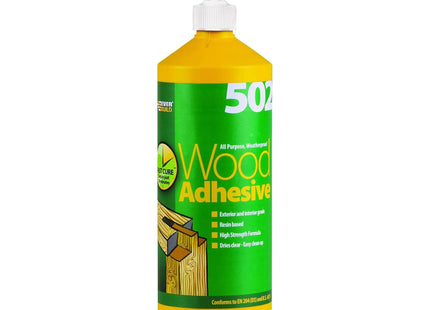 Everbuild 502 All Purpose Weatherproof Wood Adhesive - Suitable for typical Wood Bonding Applications - 1 Litre