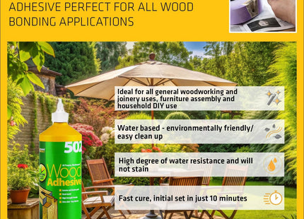 Everbuild 502 All Purpose Weatherproof Wood Adhesive - Suitable for typical Wood Bonding Applications - 1 Litre