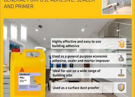 Everbuild Sika SikaBond Pva+, General Purpose Adhesive, Primer And Sealer - Easy To Use - British Standards Approved - 1 Litre