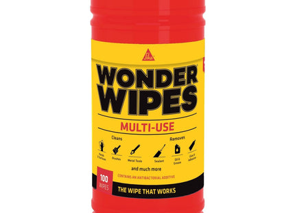 Everbuild Sika Wonder Wipes Multi-Use Cleaning Wipes for the Building Trade - Specially Formulated to Clean Hands, Tools and Surfaces - 100 Wipes