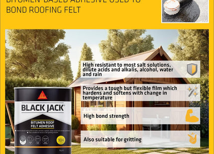 Everbuild Black Jack 904 Roof Felt Adhesive - High Strength - Black - 1 Litre