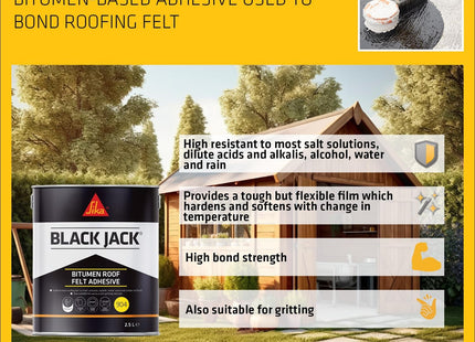 Everbuild Sika Black Jack 904 Roof Felt Adhesive - High Strength - Black - 2.5 Litre