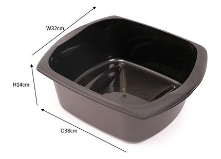 Addis Rectangular Washing Up Bowl, Soft Black, 9.5 Litre