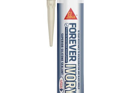 Everbuild Sika Forever Ivory Anti-Mould Silicone Sealant - Permanently Waterproof - Suitable for Internal And External Use - Ivory - 295ml