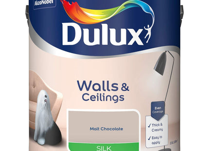 Dulux Silk Emulsion Paint For Walls And Ceilings - Malt Chocolate 2.5 Litre