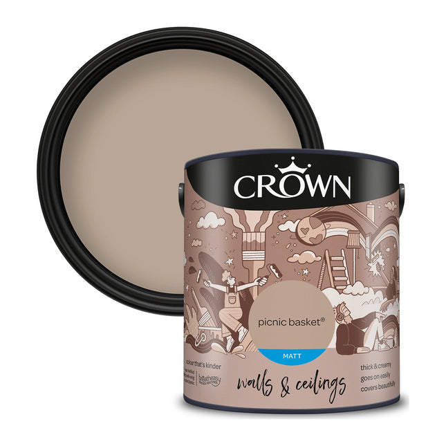 Crown Walls & Ceilings Matt Emulsion Paint Picnic Basket 2.5 Litre